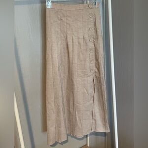 & Other Stories Beige Pleated Midi Skirt with Buttons